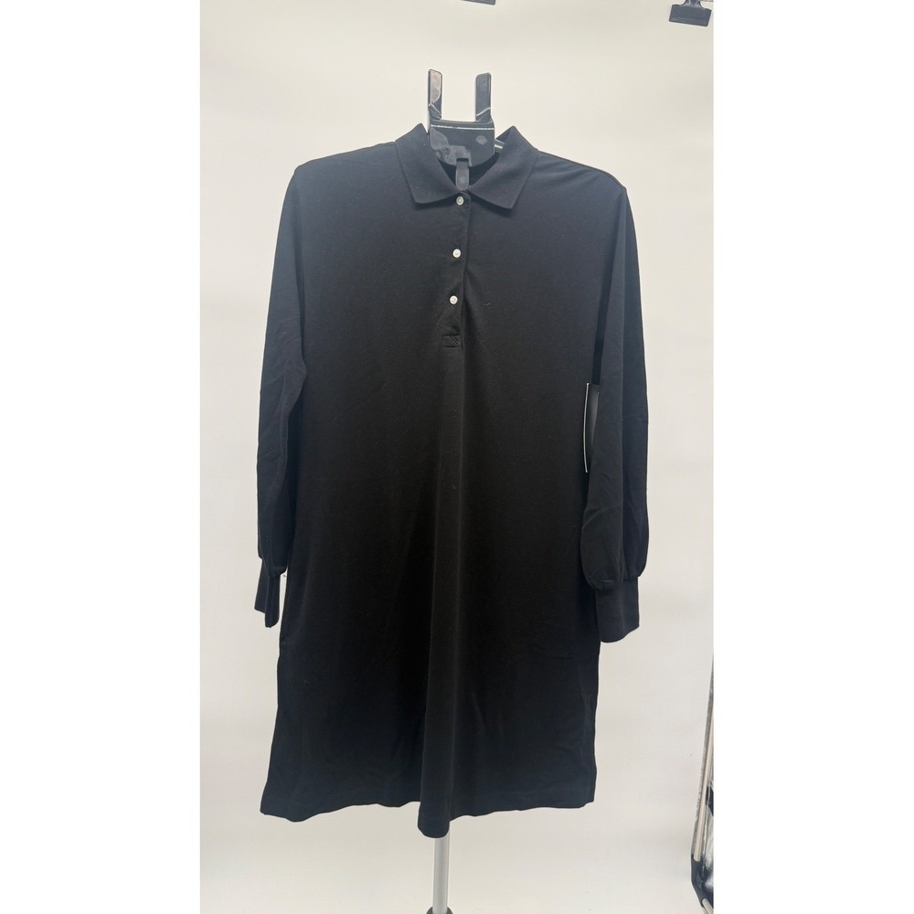 Tuckernuck Black Polo Shirt Dress Women Size M Long Sleeve‎ Dress Quiet Luxury